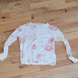 White and Pink Floral Long Sleeve Shirt